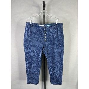 Pilcro Navy Botanical Ankle Jeans